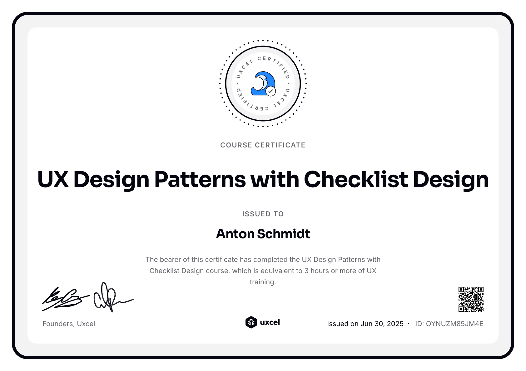 Anton Schmidt's certificate